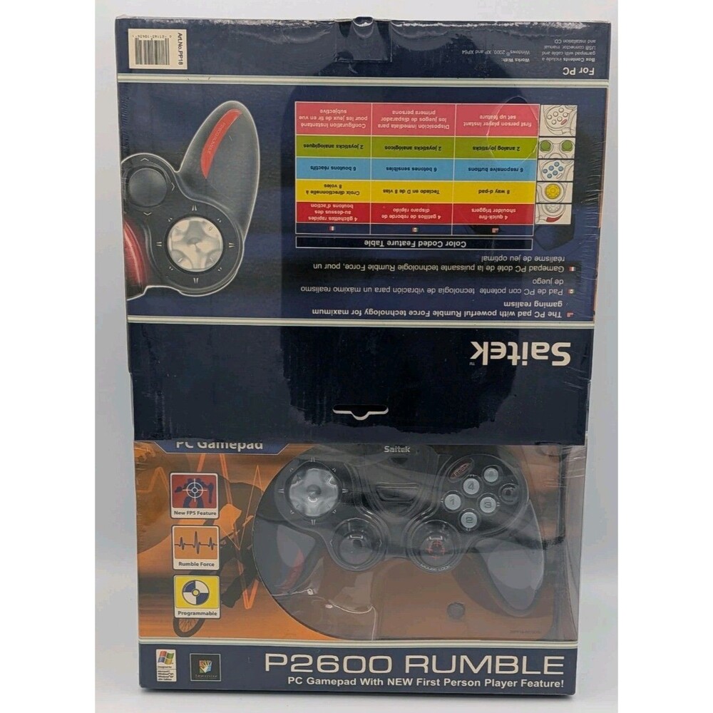 Lot of 2 Saitek P2600 Rumble PC Gamepad Controller New / Sealed